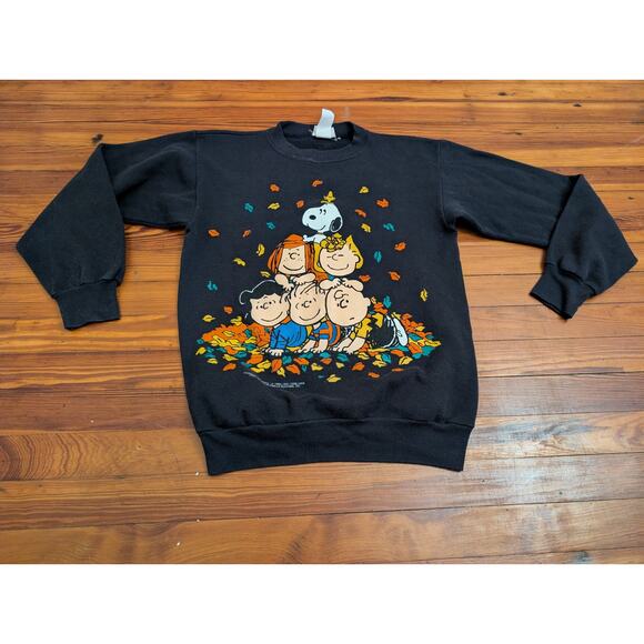 Peanuts VTG 90s Halloween Black Size Medium Crewneck - Picture 1 of 6